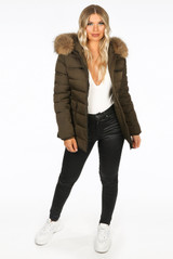 Fur Hood Puffer Jackets with Zipped Pockets