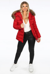 Fur Hood Puffer Jackets with Zipped Pockets