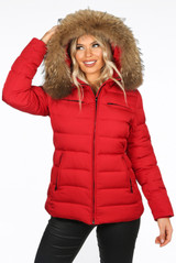 Fur Hood Puffer Jackets with Zipped Pockets