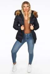 Fur Hood Puffer Jackets with Zipped Pockets