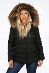 Fur Hood Puffer Jackets with Zipped Pockets