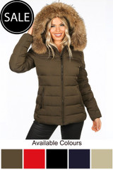 Fur Hood Puffer Jackets with Zipped Pockets