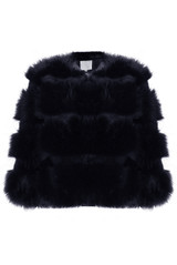 Cropped Super Soft Faux Fur Tier Coat