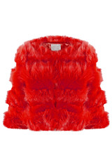 Cropped Super Soft Faux Fur Tier Coat