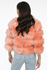 Cropped Super Soft Faux Fur Tier Coat