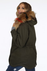 Natural Fur Hood Parka Coat