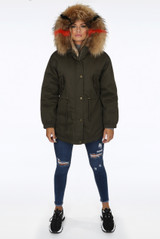 Natural Fur Hood Parka Coat