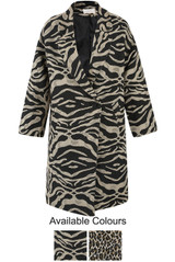 Animal Print Double Breast Overcoat