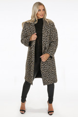 Animal Print Double Breast Overcoat