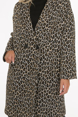 Animal Print Double Breast Overcoat