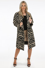 Animal Print Double Breast Overcoat