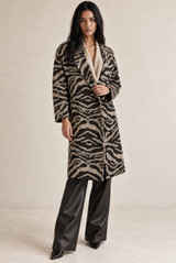 Zebra Print Double Breast Overcoat