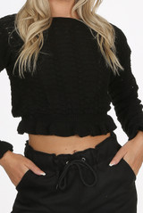 Knitted Frill Hem Cropped Jumper