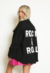 Rock & Roll Embossed Denim Oversize Jacket
