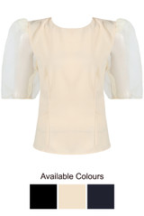 Organza Sleeve Tailored Top - 3 Colours