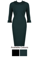 Tuck Pleat Collar Midi Dress