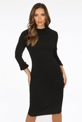 Tuck Pleat Collar Midi Dress