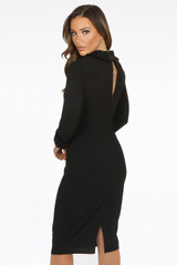 Tuck Pleat Collar Midi Dress