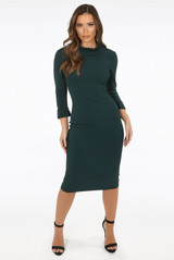 Tuck Pleat Collar Midi Dress