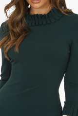 Tuck Pleat Collar Midi Dress
