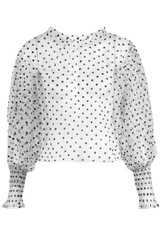 Polka Dots Mesh Long Sleeves Blouse