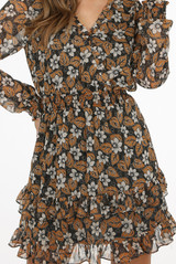 Floral Tier Hem Chiffon Dress