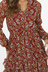 Floral Tier Hem Chiffon Dress