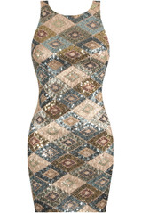 Sequin Diamond Pattern Mini Dress