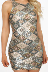 Sequin Diamond Pattern Mini Dress