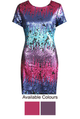 Multicolour Sequin Short Sleeves Dress