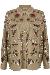 Sequin Trim Denim Oversize Jacket