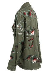 Sequin Trim Denim Oversize Jacket