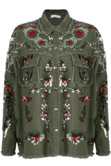 Sequin Trim Denim Oversize Jacket