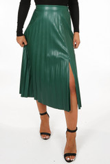 Elasticated Waist Pleated Midi Skirt