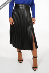 Elasticated Waist Pleated Midi Skirt