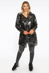 Sheer Printed Hooded Rain Mac 
