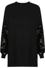 Sequin Sleeves Ribbed Jumper Dress