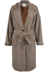 Houndstooth Tie Up Overcoat