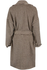 Houndstooth Tie Up Overcoat