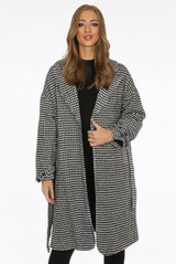 Houndstooth Tie Up Overcoat