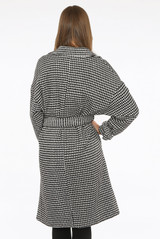 Houndstooth Tie Up Overcoat