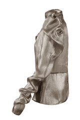 Front Knotted Back Zip Up Blouse