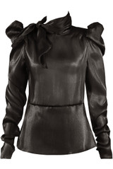 Front Knotted Back Zip Up Blouse