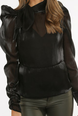 Front Knotted Back Zip Up Blouse