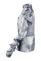 Front Knotted Back Zip Up Blouse