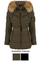 Natural Multi colour Fur Quilted Zip Puffer Jackets