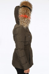 Natural Multi colour Fur Quilted Zip Puffer Jackets