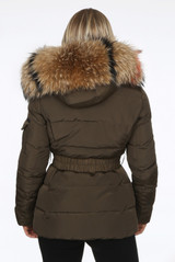 Natural Multi colour Fur Quilted Zip Puffer Jackets