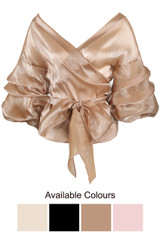 Front Knotted Wrap Blouse