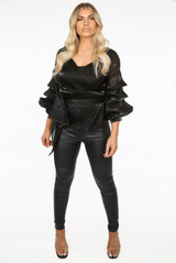 Front Knotted Wrap Blouse